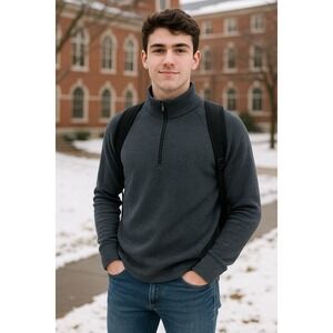 Hudson‎ & Barrow NYC Quarter Zip Pullover Mens Smal Gray Long Sleeved Shirt